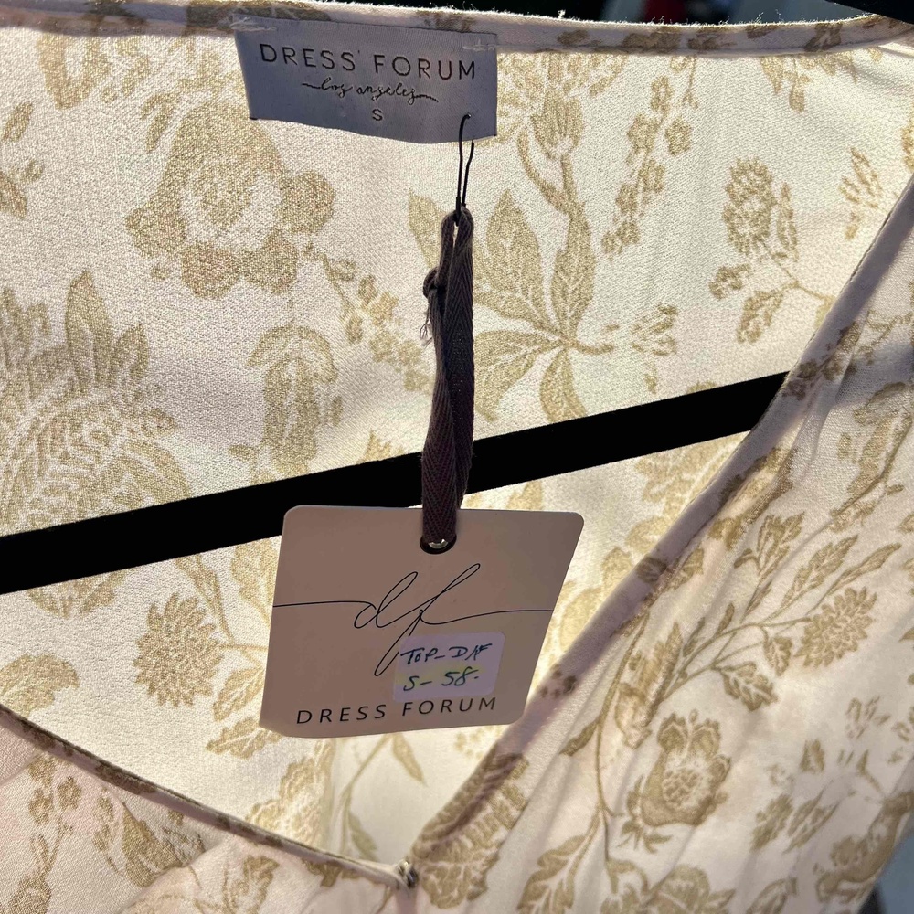 Dress Forum Garden Party Top Boho Blouse Cream Green Size S fits M NWT - Picture 4 of 7
